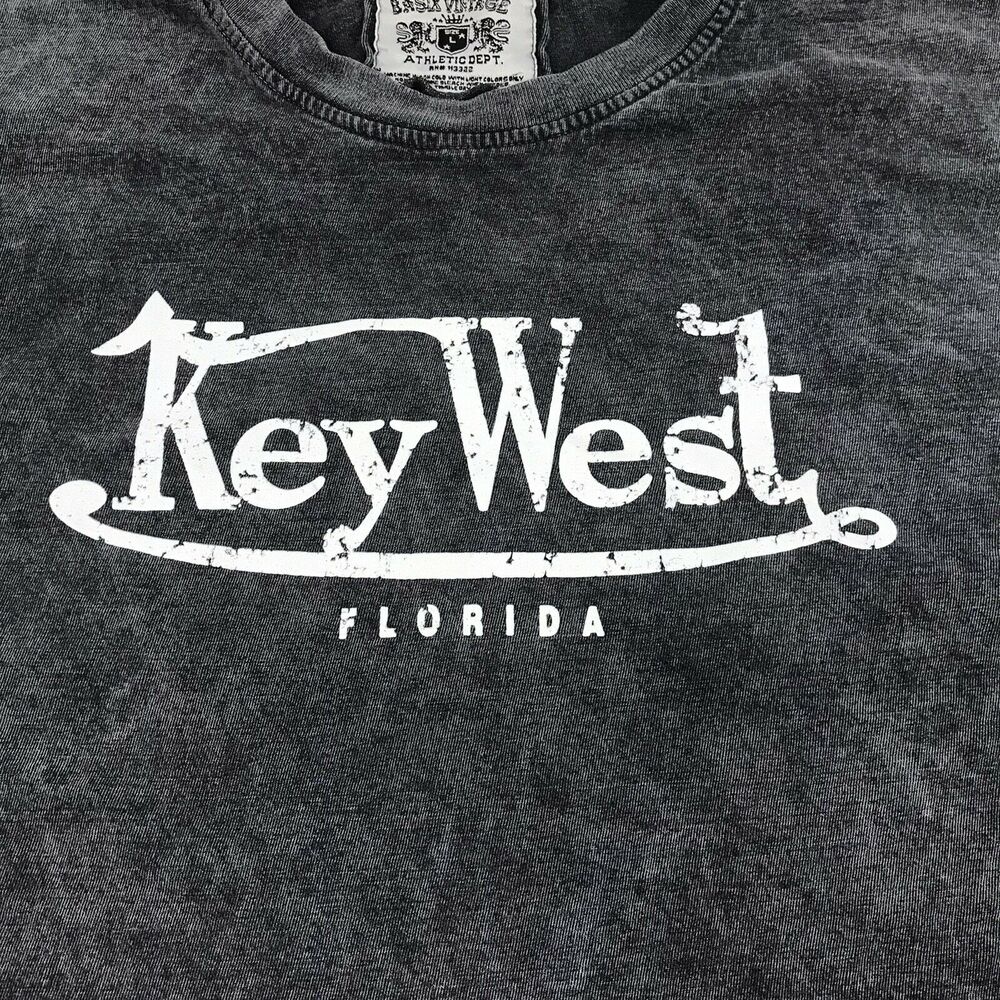 Key‎ West Florida distressed crop top tshirt large Raw Hem Basix Vintage - Picture 3 of 10